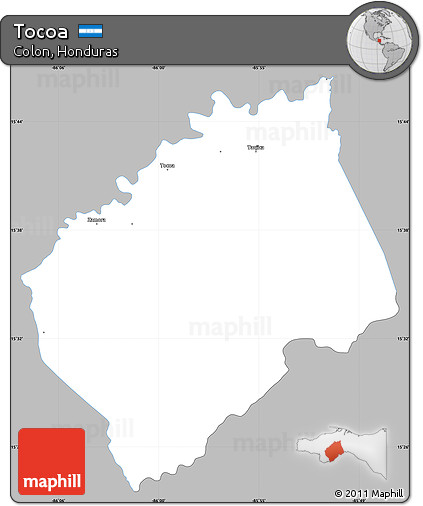 Gray Simple Map of Tocoa, single color outside
