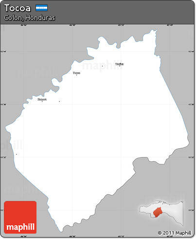 Gray Simple Map of Tocoa, single color outside