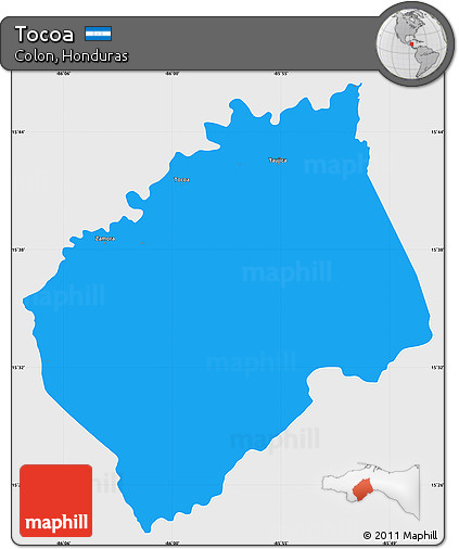 Political Simple Map of Tocoa, single color outside