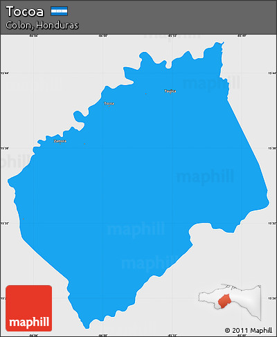 Political Simple Map of Tocoa, single color outside