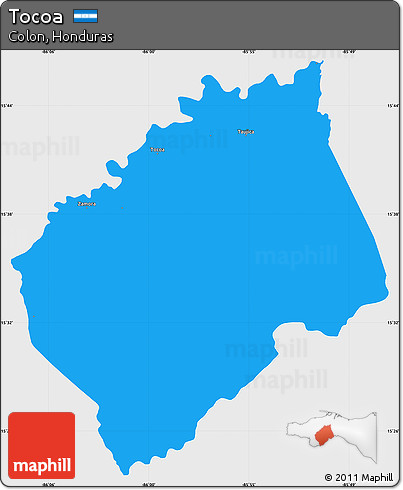 Political Simple Map of Tocoa, single color outside
