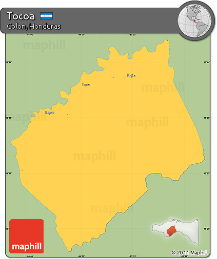 Savanna Style Simple Map of Tocoa, single color outside