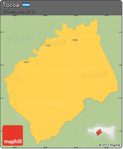 Savanna Style Simple Map of Tocoa, single color outside