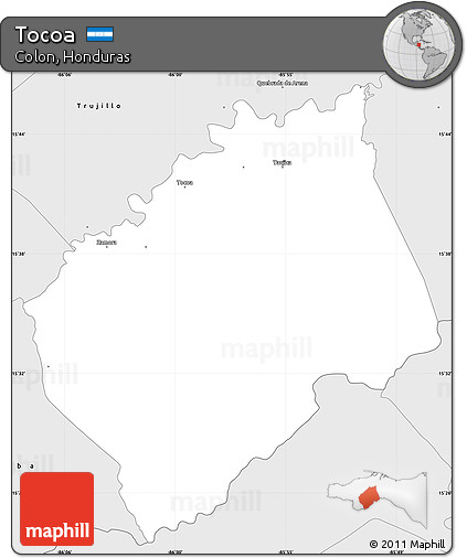 Silver Style Simple Map of Tocoa