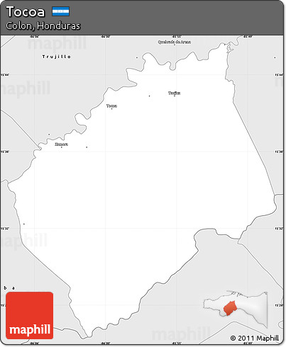 Silver Style Simple Map of Tocoa