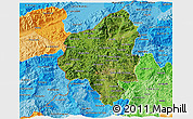 Satellite 3D Map of Copan, political shades outside