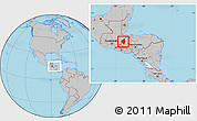 Gray Location Map of Copan, within the entire country