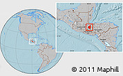 Gray Location Map of Copan, hill shading