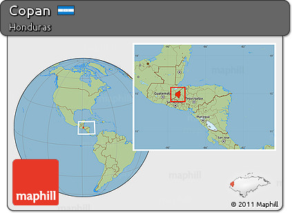 Savanna Style Location Map of Copan, within the entire country