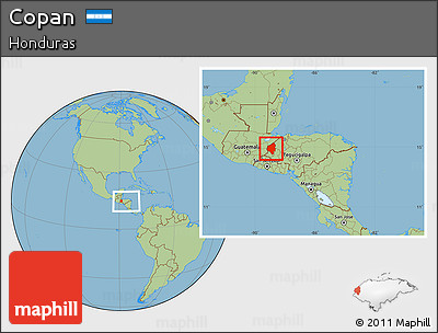 Savanna Style Location Map of Copan, within the entire country