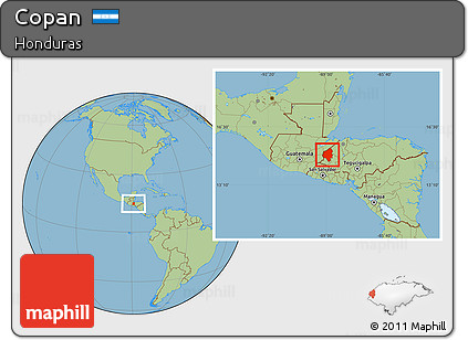 Savanna Style Location Map of Copan
