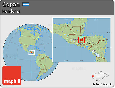 Savanna Style Location Map of Copan