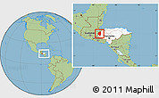 Savanna Style Location Map of Copan, highlighted country, within the entire country