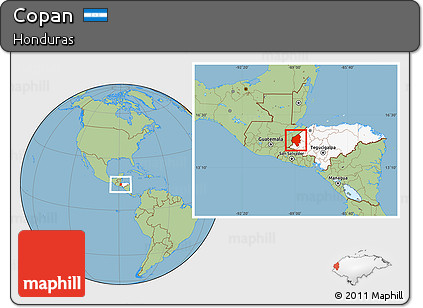 Savanna Style Location Map of Copan, highlighted country