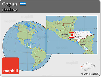 Savanna Style Location Map of Copan, highlighted country