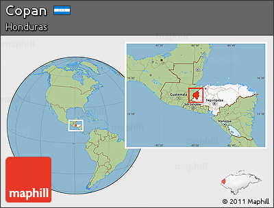 Savanna Style Location Map of Copan, highlighted country