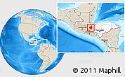 Shaded Relief Location Map of Copan, highlighted country