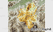 Physical Map of Copan, semi-desaturated