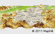 Shaded Relief Panoramic Map of Copan, physical outside