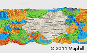 Shaded Relief Panoramic Map of Copan, political outside