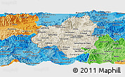 Shaded Relief Panoramic Map of Copan, political shades outside