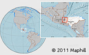 Gray Location Map of San Jeronimo, highlighted country, highlighted parent region, hill shading