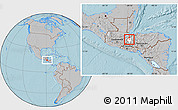 Gray Location Map of San Jeronimo, highlighted parent region, hill shading