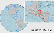 Gray Location Map of La Lima, hill shading