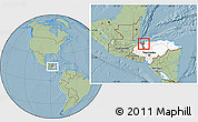 Savanna Style Location Map of La Lima, highlighted country, highlighted parent region, hill shading