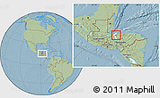 Savanna Style Location Map of La Lima, highlighted parent region, hill shading