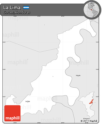 Silver Style Simple Map of La Lima