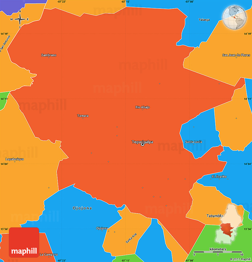 Political Simple Map of Distrito Central