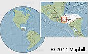 Savanna Style Location Map of San Juan, highlighted country, hill shading