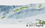 Physical 3D Map of Islas de Bahia, semi-desaturated