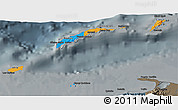 Political 3D Map of Islas de Bahia, darken, semi-desaturated