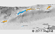 Political 3D Map of Islas de Bahia, desaturated