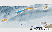 Political 3D Map of Islas de Bahia, semi-desaturated