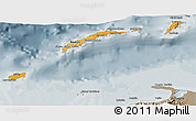 Political Shades 3D Map of Islas de Bahia, semi-desaturated