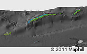 Satellite 3D Map of Islas de Bahia, darken, desaturated