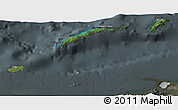 Satellite 3D Map of Islas de Bahia, darken, semi-desaturated