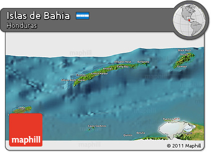 Satellite 3D Map of Islas De Bahia