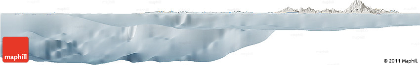Shaded Relief Horizon Map of Islas De Bahia, semi-desaturated