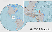 Gray Location Map of Islas de Bahia, hill shading