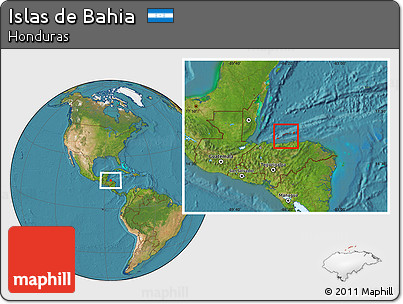 Satellite Location Map of Islas De Bahia