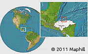 Satellite Location Map of Roatan, highlighted country, highlighted parent region