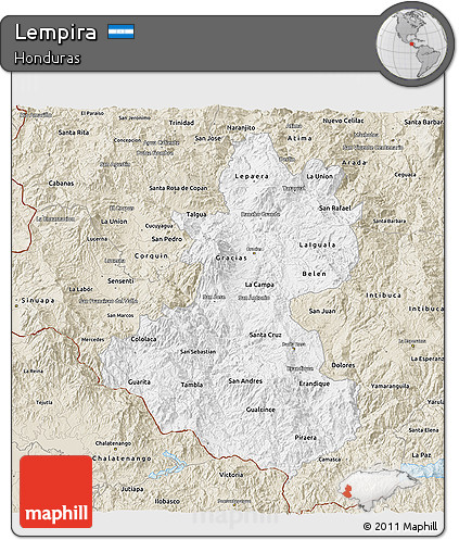 Classic Style 3D Map of Lempira