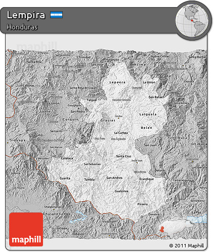 Gray 3D Map of Lempira
