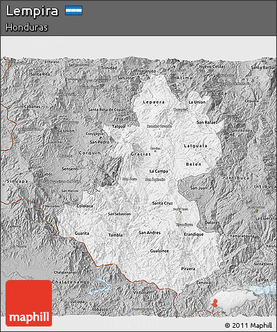 Gray 3D Map of Lempira