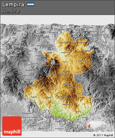 Physical 3D Map of Lempira, desaturated