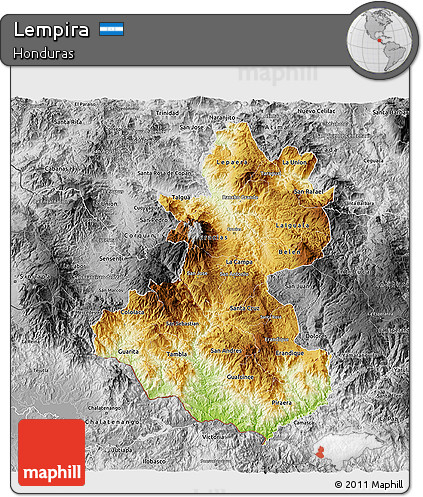 Physical 3D Map of Lempira, desaturated